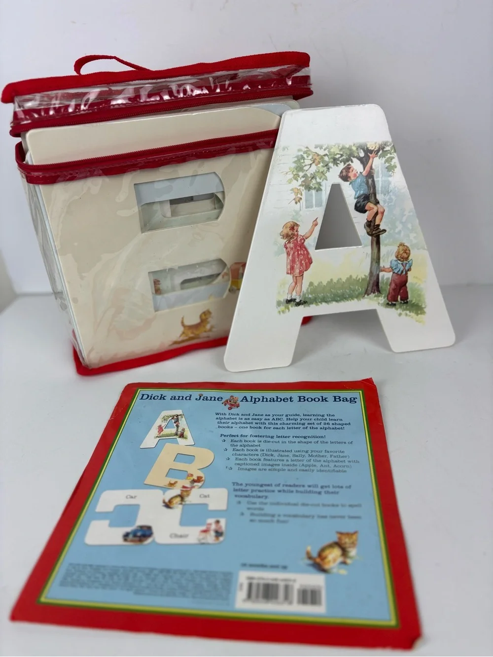 Dick & Jane Alphabet Book Bag-Learning Die-cut A-Z Teaching Aids/Nostalgia Decor